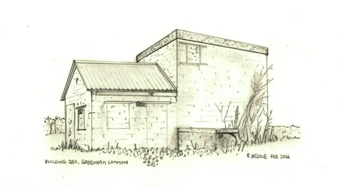 Pencil sketch of Building 280, Greenham Common